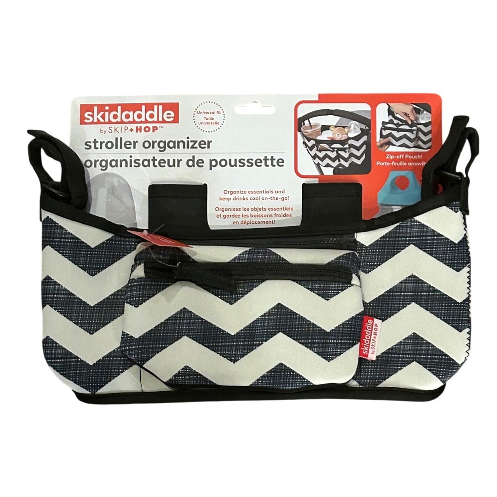 Skidaddle by Skip Hop Stroller Organizer Black White Chevron Universal Fit NWT